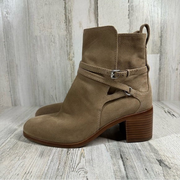 NEW Rag & Bone Hazel Brown Buckle Suede Ankle Booties #592